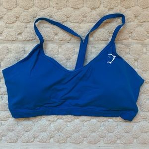 Gymshark v-neck sports bra in blue size L. Worn/washed once so basically new.